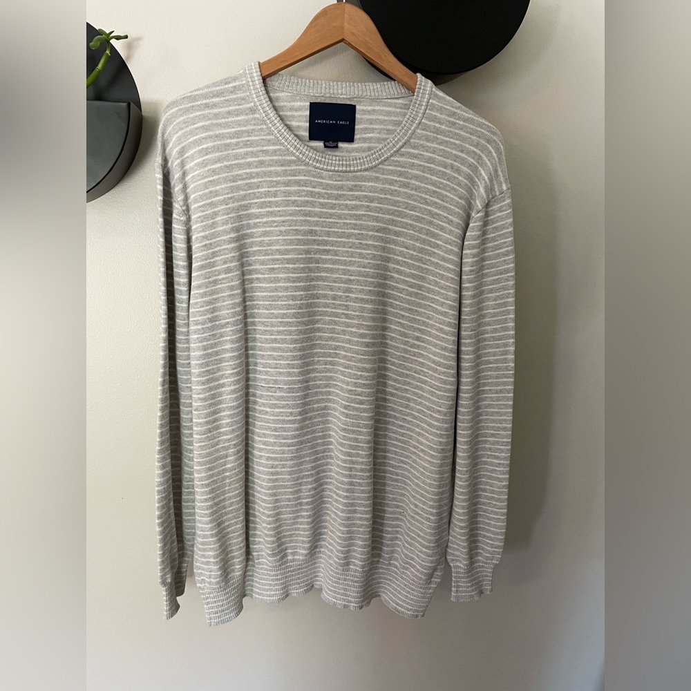American Eagle Striped Crew Neck Sweater Size XL Tall